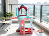 Kids Princess Vanity Set Self-Opening Magic Mirror, Makeup Vanity Table for Pretend Play Activity 18876159