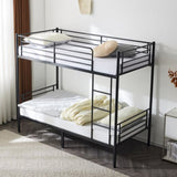 ZNTS Iron Bed Bunk Bed with Ladder for Kids Twin Size Black 67430277