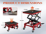 300 LBS Hydraulic Motorcycle Lift Table, Heavy Duty Foot Pedal Scissor Jack with Wide Deck, J-Hooks W2680P494485