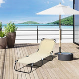 ZNTS Foldable Outdoor Chaise Lounge Chair, 5-Level Reclining Camping Tanning Chair with Strong Oxford W2225141504