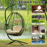 Egg Chair with Stand Indoor Outdoor Swing Chair Patio Wicker Hanging Egg Chair Hanging Basket Chair W87433841