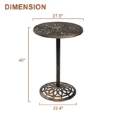 ZNTS Outdoor Bistro Pub Table, Round Patio Bar Height Cocktail Table, Antique Bronze 07814241