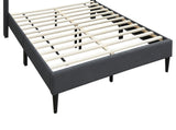 Elegant Modern Charcoal Brushed Linen 1pc Queen Size Bed Upholstered Box Design Headboard Bedframe B011P238937