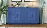 TREXM Vintage Distressed 4-Door Sideboard with Adjustable Shelves and Geometric Pattern for Dining GL-N715P198323M