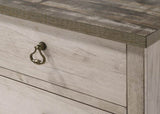 1pc Cottage Style Distressed 2 Drawer Nightstand Driftwood Finish Contrasting Weathered Brown Top B2741P353777