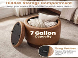 Brown 360&deg Swivel Storage Ottoman, 43.1845.72cm Faux Leather Vanity Stool with 26.50L Hidden 48888737