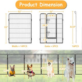 ZNTS Dog Pens Outdoor 32" Height Foldable 16 Panels Heavy Duty Metal Portable Dog Playpen Indoor W1422112803