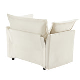 Slip-covered Armchair with 1 Big Back Cushion and 2 Big Toss Pillows, Single Deep Seat Comfy Single W3041P240107