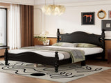 Full Size Wood Platform Bed Frame,Retro Style Platform Bed with Wooden Slat Support,Black WF310129AAB