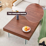 Walnut Colored Square MDF Coffee Table - 31.5"x31.5" with Tempered Glass Legs.Density Board W1151P233512