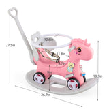 ZNTS Rocking Horse Toddlers , Balance Bike Ride On Toys with Push Handle, Backrest and Balance Board W509107491