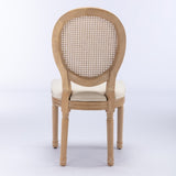 A&A Furniture,French Style Solid Wood Frame Antique Painting Linen Fabric Rattan Back Dining W1143141068