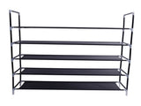 Simple Assembly 5 Tiers Non-woven Fabric Shoe Rack with Handle Black 56072092