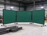 6x6 ft 3-Panel Welding Screen, Flame-Resistant Vinyl Welding Curtain with Frame & 12 Swivel Wheels 59942042