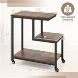3-layer brown edge table with wheels 09421955