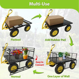 ZNTS Heavy Duty Steel Garden Cart Removable Mesh Sides to Convert into Flatbed, Utility Metal Wagon 33518030