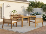 Outdoor Dining Chairs Set of 2, Acacia Wood Patio Armchair with Natural Wickers and Cream Washable N762P403831T