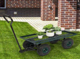 86*46*97cm Garden Iron Wood Four Wheel Square Garden Wagon Green 50097362