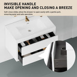 30" Wall-Mounted Bathroom Vanity with Sink, Floating Bathroom Storage Cabinet with Stone Resin W1573P211172