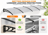 160"x40" Clear Panel Awning, One-Piece Polycarbonate Sun Panel with Black PP Bracket & Aluminum Bars 55846421
