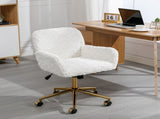 A&A Furniture Office Chair,Artificial rabbit hair Home Office Chair with Golden Metal W114392211