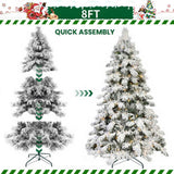 8ft Flocked Scarecrow-Shaped Christmas Tree with 470 Warm White LED Lights, 1242 PVC Memory Wire 29559917