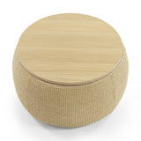 ZNTS Round Storage Ottoman, 2 in 1 Function, Work as End table and Ottoman, Natural W48762888