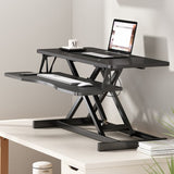 ZNTS 32 Inch Desk Converter, Height Adjustable Sit to Stand Riser, Dual Monitor and Laptop Workstation 74924581