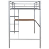 ZNTS Twin Metal Loft Bed with Desk, Ladder and Guardrails, Loft Bed for Bedroom, Silver 26077732