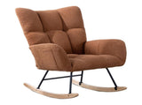 Teddy Fabric Wingback Glider Rocker with Side Storage Pocket, Soft Comfy Nursing Rocking Chair, 68696163