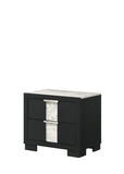 1pc Contemporary Black Finish Nightstand Two Drawers Metal knobs Black White Bedroom Wooden B011P255209