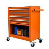 4 DRAWERS MULTIFUNCTIONAL TOOL CART WITH WHEELS-ORANGE W1102111135