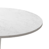 ZNTS 32"Modern Round Dining Table with Printed White Marble Table Top,Metal Base Dining Table, End Table W75764013