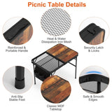 Foldable Camping Table Collapsible Picnic Aluminum Alloy Grill Stand 66LBS Max Load Height 31951334