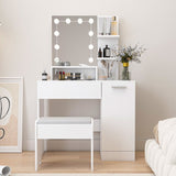 ZNTS Makeup Vanity Table Set with Drawer and Storage Cabinet, Dressing Table with Vanity Cushioned Stool W132081780