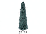8FT Slim Pencil Artificial Christmas Tree, Frosted Gray-Green & Silver Needles, Flame Retardant PVC, 63780790