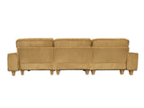 Yellow Deep Seat 3-Seater Corduroy Sofa with Brushed Stainless Steel Cup Holders and 3 Decorative 49734237