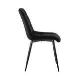 Velvet Dining Chair set of 2, Metal Legs, Adjustable Feet, Black 62151339
