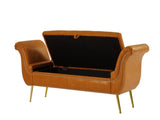 Brown, PU Leather, Metal Feet Upholstered Ottoman Bedroom Lounge Ottoman Flip Top Storage Sofa Bench 59534412