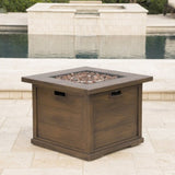 Patio Outdoor 24'' H x 32'' W Square Gas Burning Concrete Fire Pit Wood Pattern - Brown - 40,000 BTU 61907.00-40K