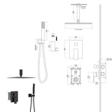 Dual Shower Head - 10 Inch Ceiling Mount Square Shower System with Rough-in Valve, Oil Rubber Bronze W124357673