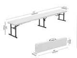 6' Centerfold Bench, Steel Frame, Indoor Outdoor, Includes Carry Handle, White 07256996