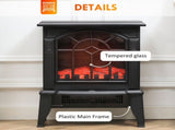 Electric Fireplace Freestanding Stove Heater with Realistic Flames 14.25"x9.5"x18" Black 01427272