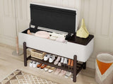 TREXM Farmhouse Upholstered Storage Bench with Hidden Compartment, Modern Entryway Bench for Living N715P308014P