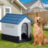 33 inch Large Plastic Dog House, Indoor Outdoor Doghouse Pet House with Air Vents and Elevated 55267204