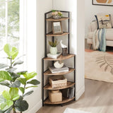 ZNTS 6-Tier Corner Open Shelf Modern Bookcase Wood Rack Freestanding Shelving Unit,Plant Album Trinket W2167P147868