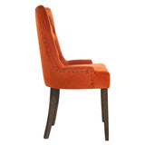 Orange and Weathered Oak Tufted Back Side Chairs B062P182744