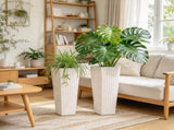 Set of 2 Tall Planters 32 Inch, Plastic Flower Pots for Outdoor Plants with Drainage Holes, White 74692636