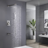 ZNTS Trustmade Wall Mounted Square Rainfall Pressure Balanced Complteted Shower System with Rough-in TMSF10LYJ-3W02BN