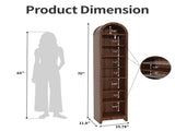 8-Tier Arched Dome Display Rack Particleboard Melamine-Faced Bookshelf 15.75*11.81*70in Walnut 72184045